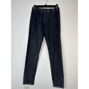 Jess & Jane Mineral Wash Leggings Small Charcoal Denim Look Stretch Pants
